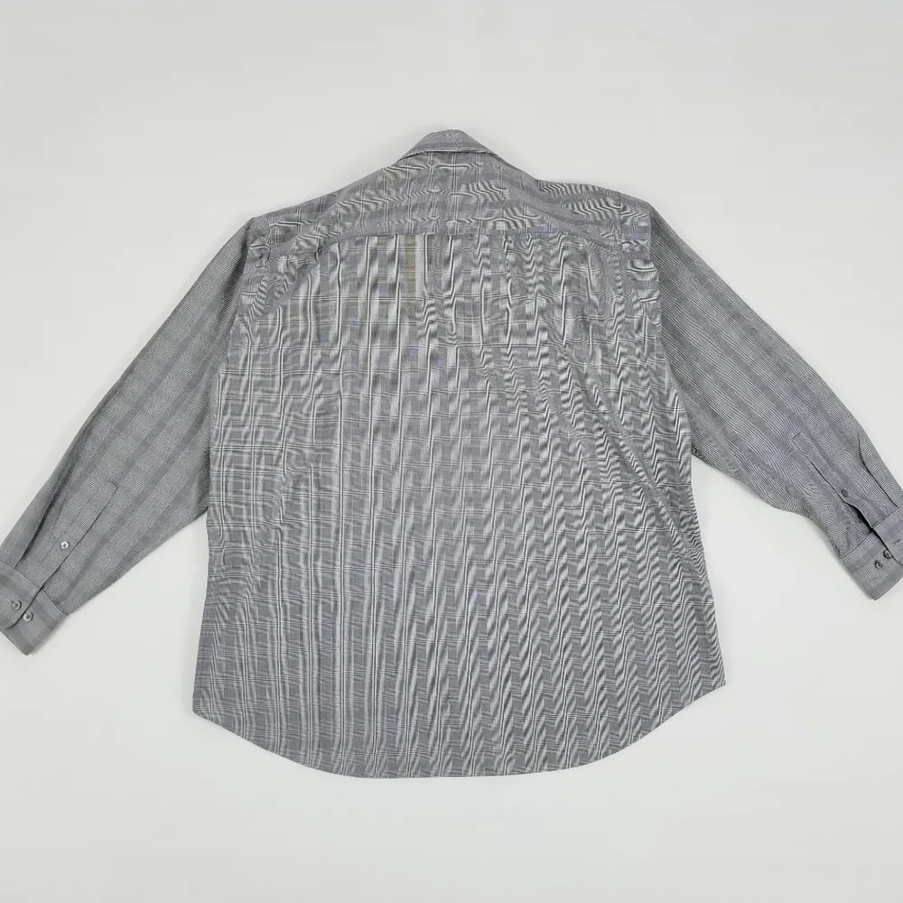 Calvin Klein shirt mens gray glen check plaid regular fit size XL  17 34/35 - Picture 7 of 7